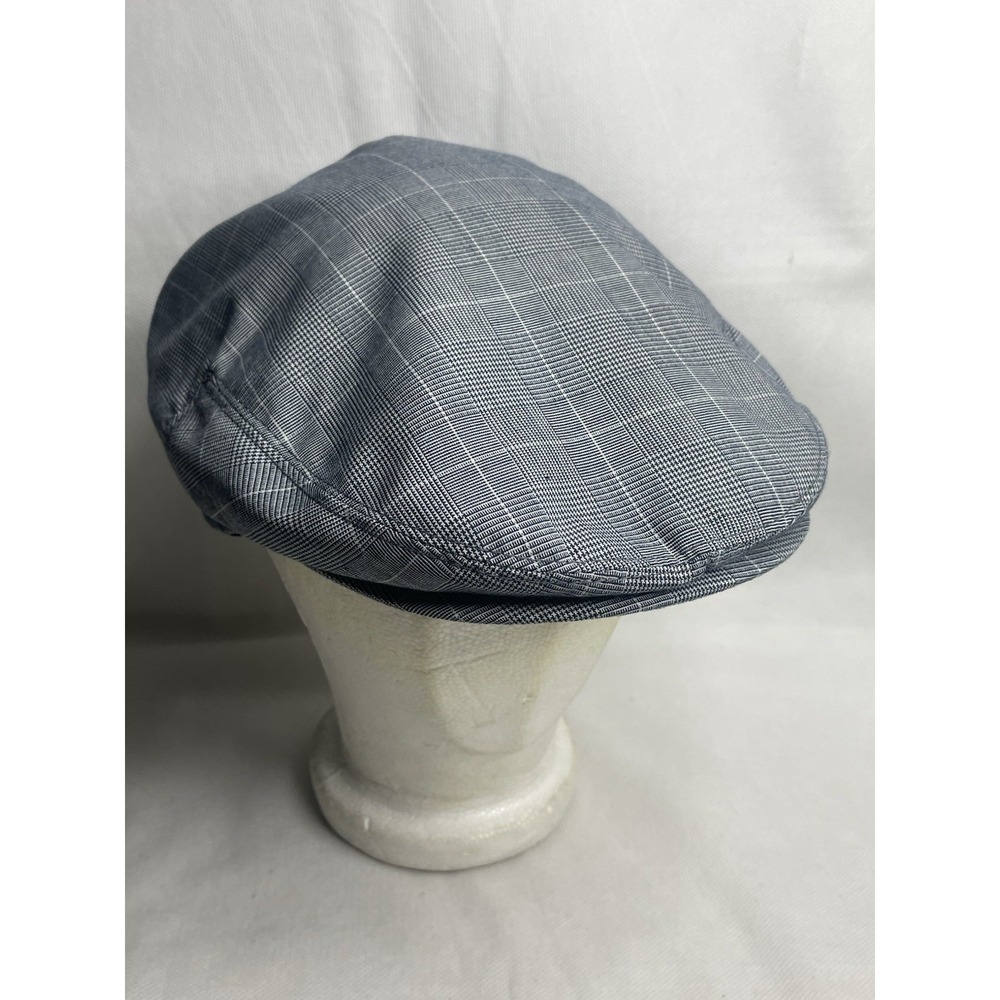 Newhattan Plaid Newsboy Cabbie Cap Size Medium Polyester White Gray Ivy Hat